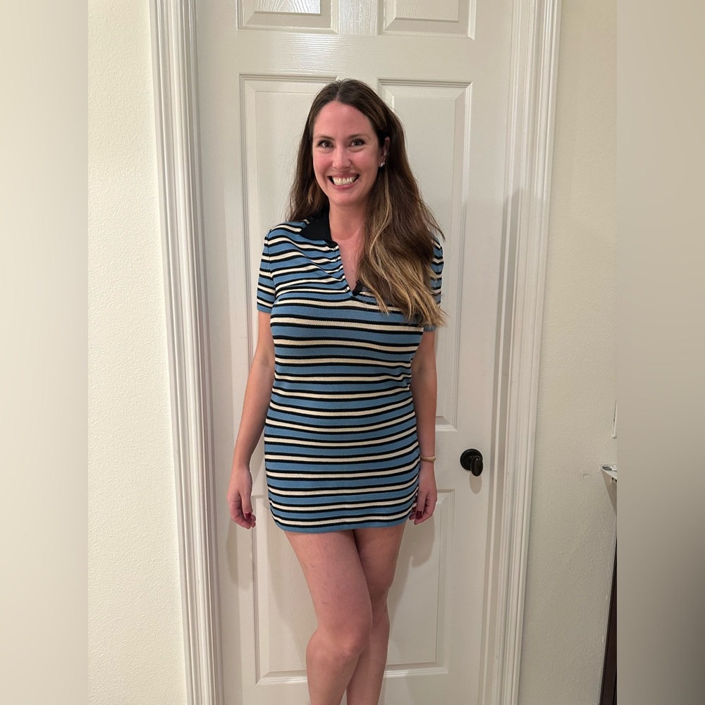 Louis Vuitton Blue and Black Striped Mini Dress